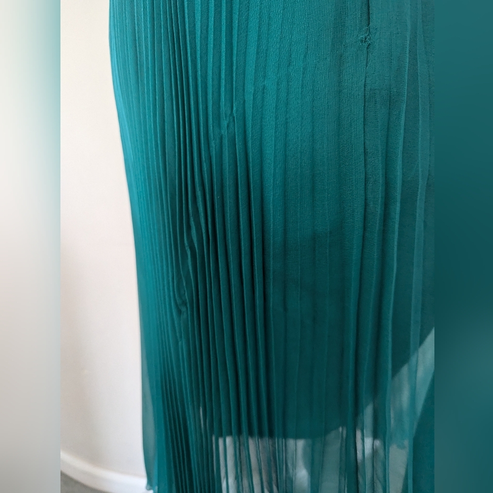 Silk Teal Halter Dress - Picture 5 of 7